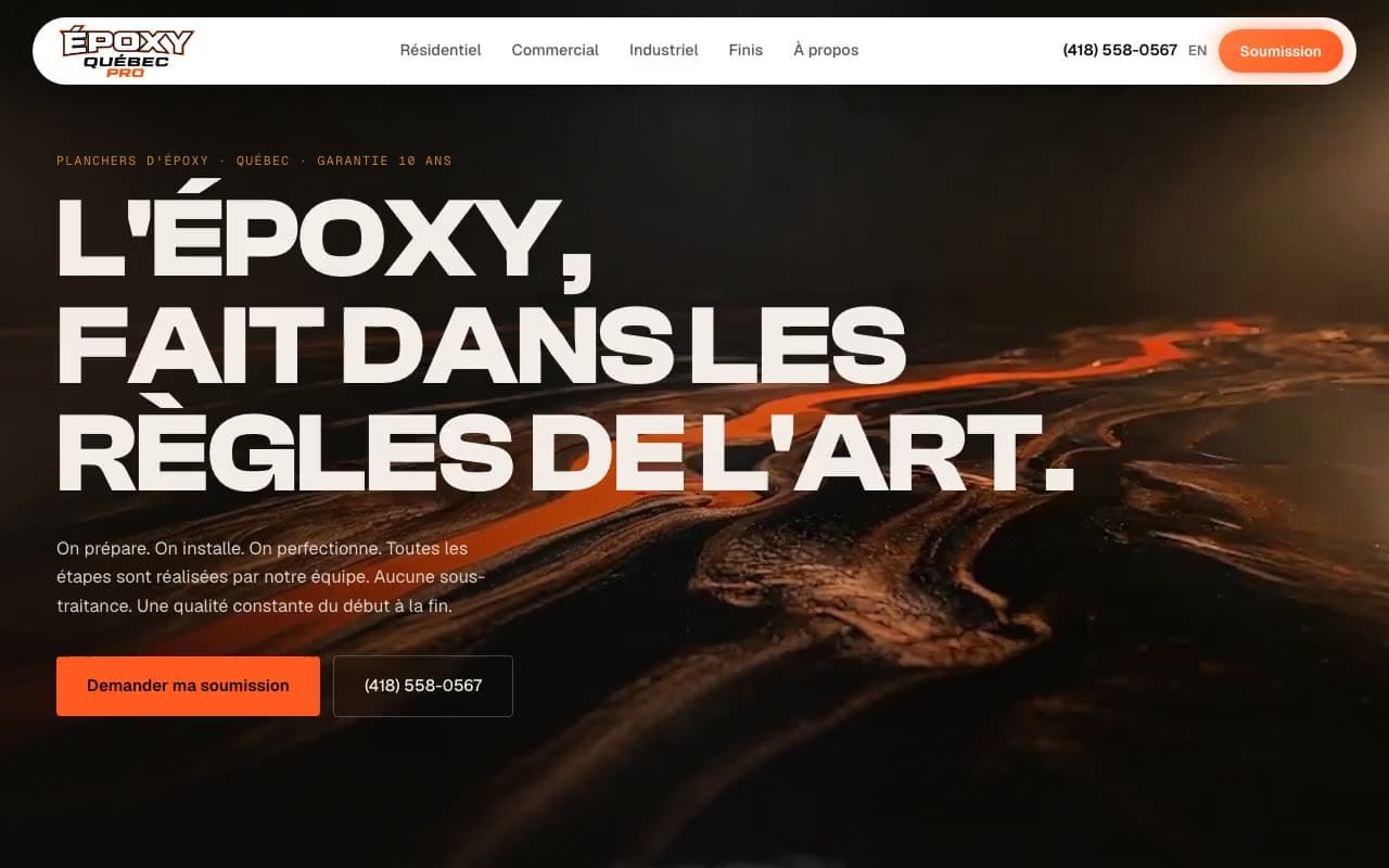 Le site de Époxy Québec Pro, bâti par JNT Productions