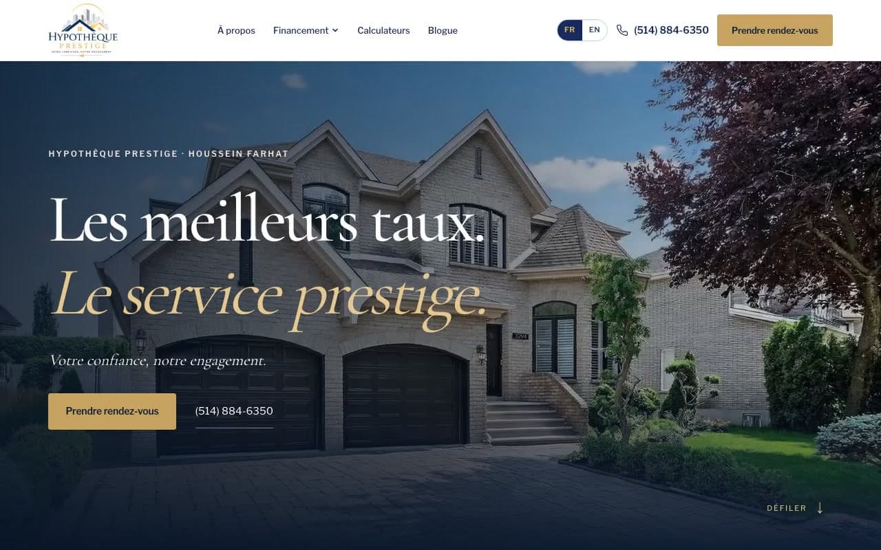 Le site de Hypothèque Prestige, bâti par JNT Productions