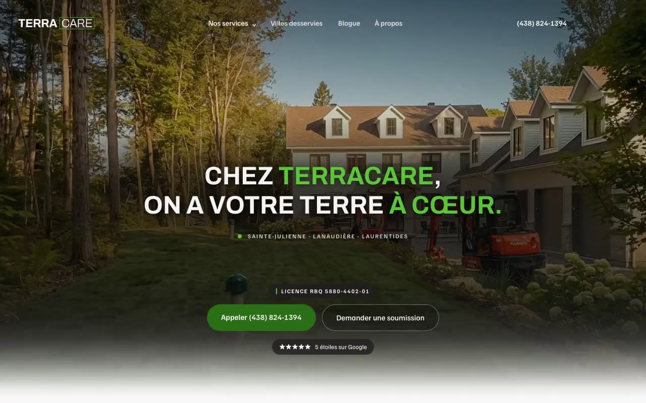Le site de Les Entreprises TerraCare, bâti par JNT Productions