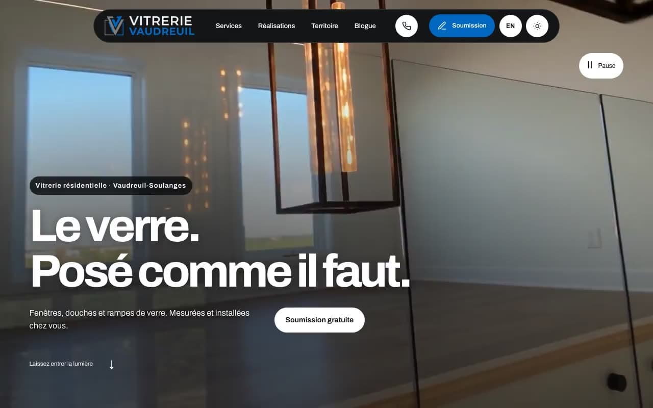 Le site de Vitrerie Vaudreuil, bâti par JNT Productions